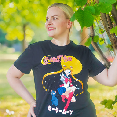 Produktbild Sailor Moon mit Luna T-Shirt schwarz