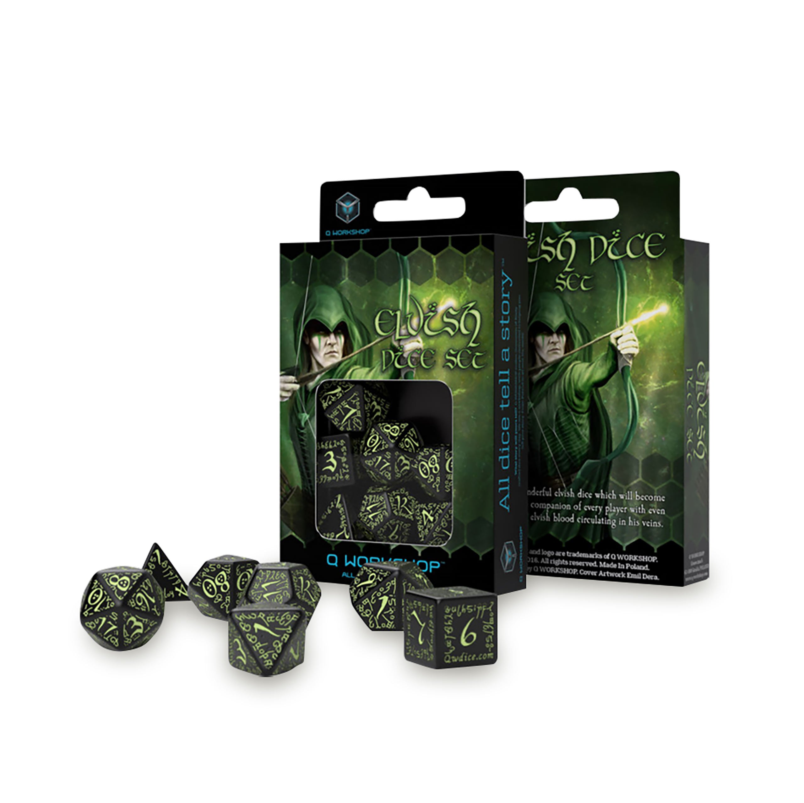 Produktbild Elvish RPG Würfel Set 7tlg Glow in The Dark Edition