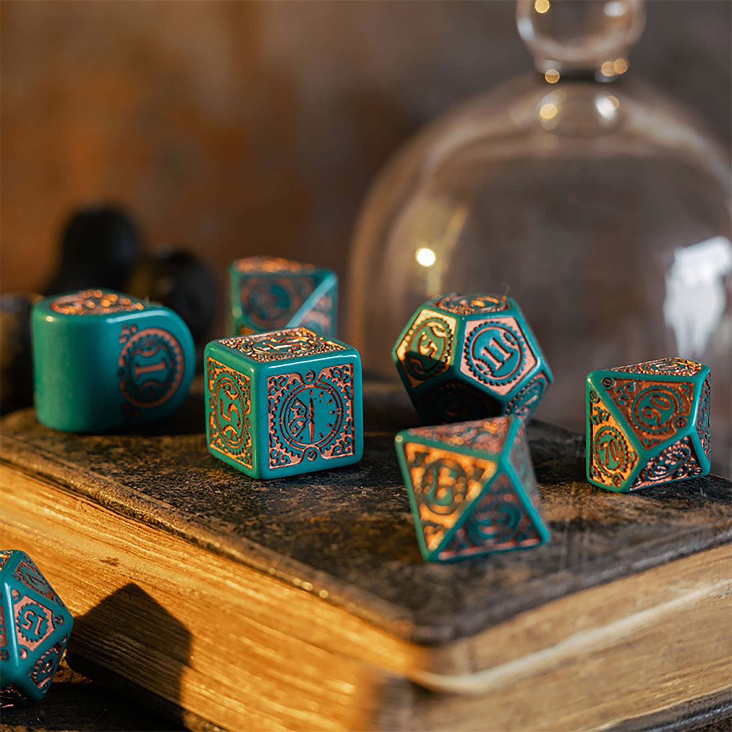 Produktbild Steampunk Clockwork Nautical Apparatus Modern RPG Würfel Set 7tlg