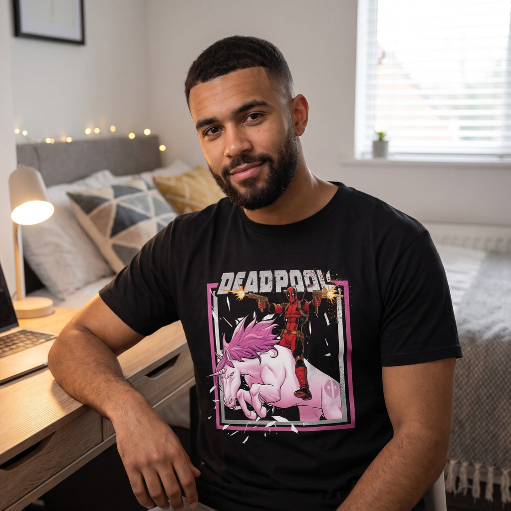 Produktbild Deadpool - Pink Unicorn Ride T-Shirt schwarz