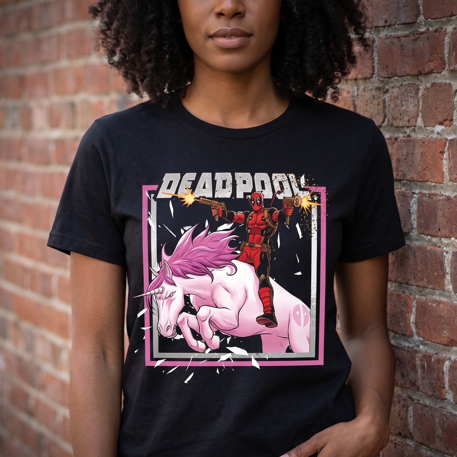 Produktbild Deadpool - Pink Unicorn Ride T-Shirt schwarz