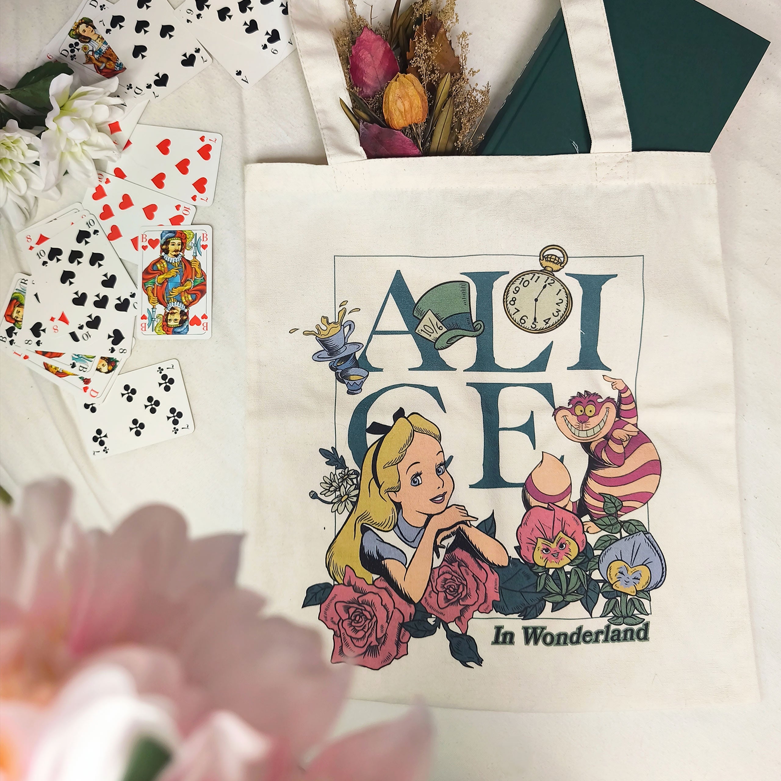 Produktbild Alice im Wunderland - Flower Jutebeutel