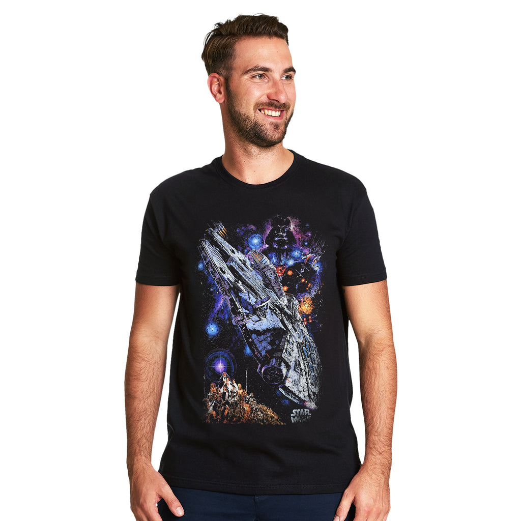 Produktbild Star Wars - Galaxy Ship Poster T-Shirt schwarz