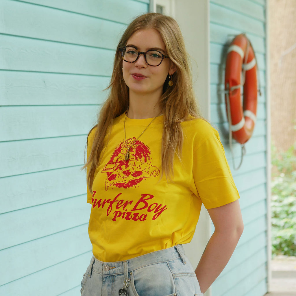 Produktbild Stranger Things - Surfer Boy Pizza T-Shirt gelb