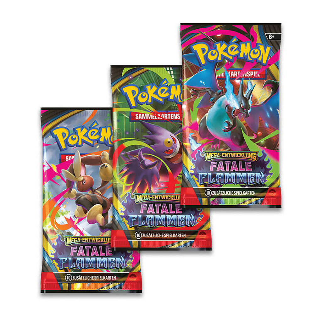 Produktbild Pokemon - Fatale Flammen Mega-Entwicklung 3er Pack Blister deutsche Version