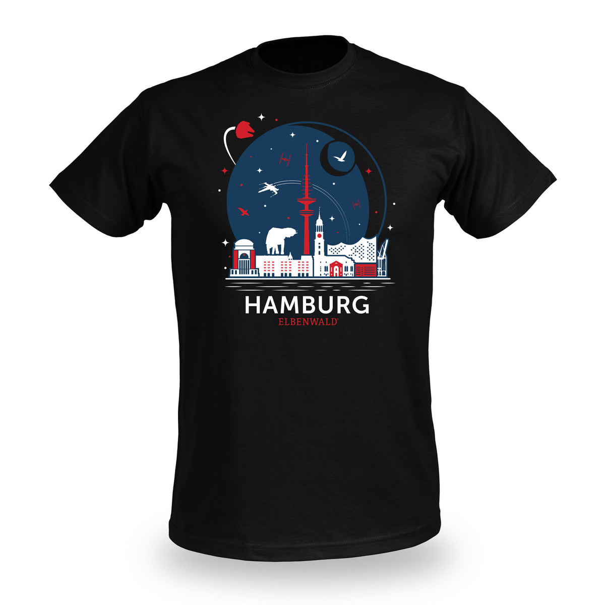 Produktbild Elbenwald in Hamburg Skyline T-Shirt schwarz