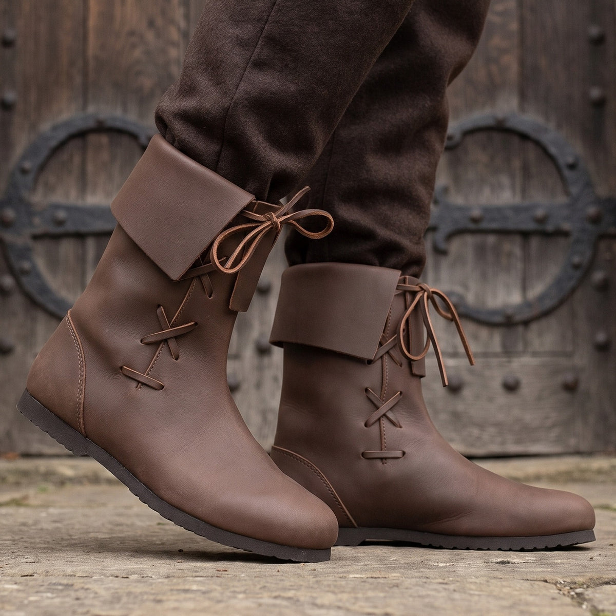Produktbild Mittelalter Stulpenstiefel aus Nubukleder braun