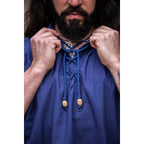 Produktbild Mittelalter Stehkragen Schnürhemd Louis ärmellos blau