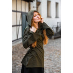 Produktbild Mittelalter Bluse Lea mit Kapuze und Schnürung grün