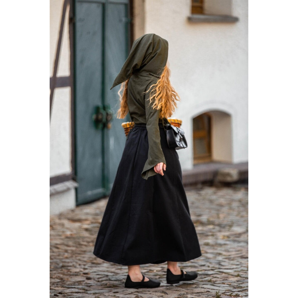 Produktbild Mittelalter Bluse Lea mit Kapuze und Schnürung grün