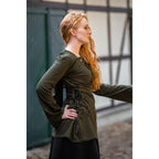Produktbild Mittelalter Bluse Lea mit Kapuze und Schnürung grün