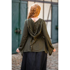 Produktbild Mittelalter Bluse Lea mit Kapuze und Schnürung grün