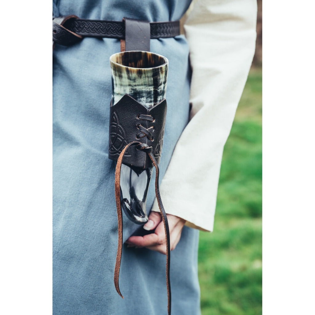 Produktbild Mittelalter Leder Trinkhornhalter mit keltischem Knoten