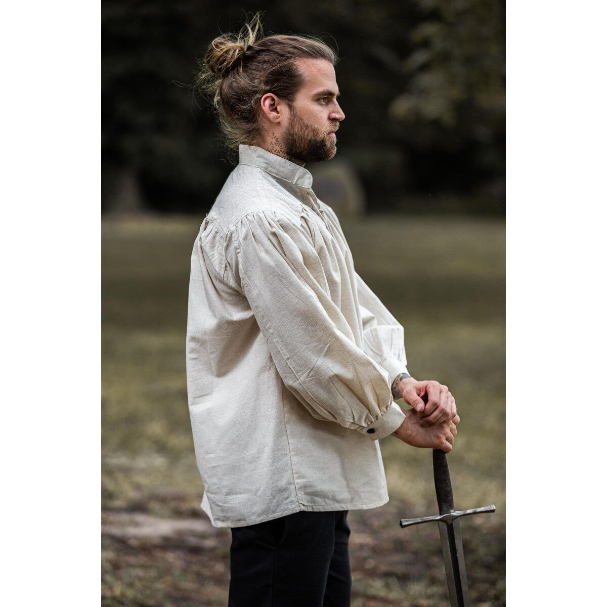 Product image Medieval Stand-Up Collar Lace-Up Shirt Bruno beige