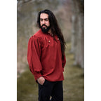 Product image Medieval Stand-Up Collar Lace-Up Shirt Friedrich red