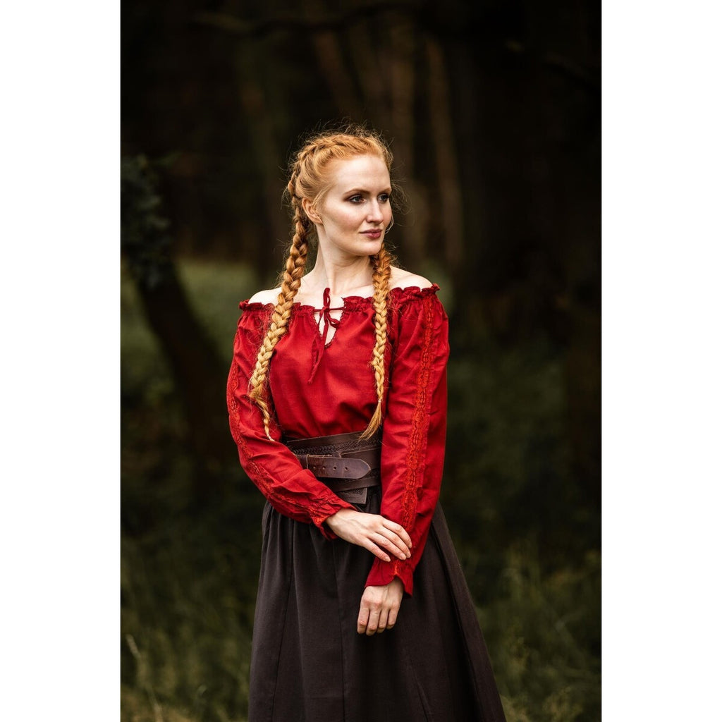 Produktbild Mittelalter Bluse mit Spitze Bettina rot