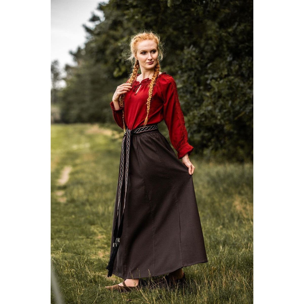 Produktbild Mittelalter Bluse mit Spitze Bettina rot