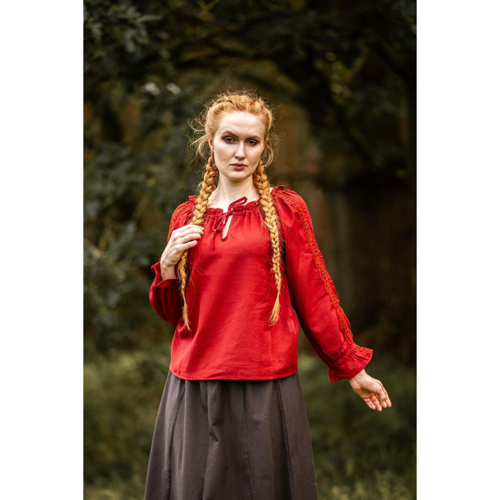 Produktbild Mittelalter Bluse mit Spitze Bettina rot