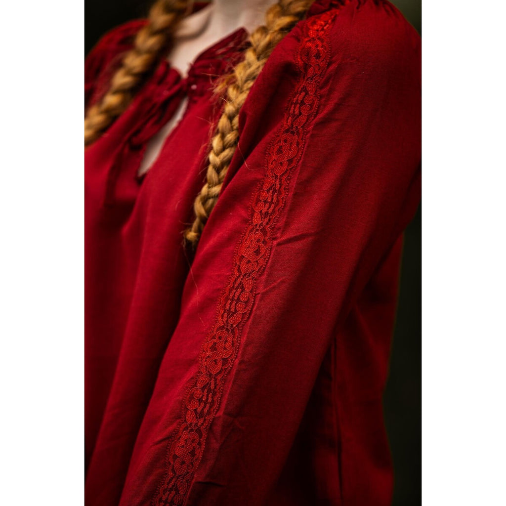 Produktbild Mittelalter Bluse mit Spitze Bettina rot