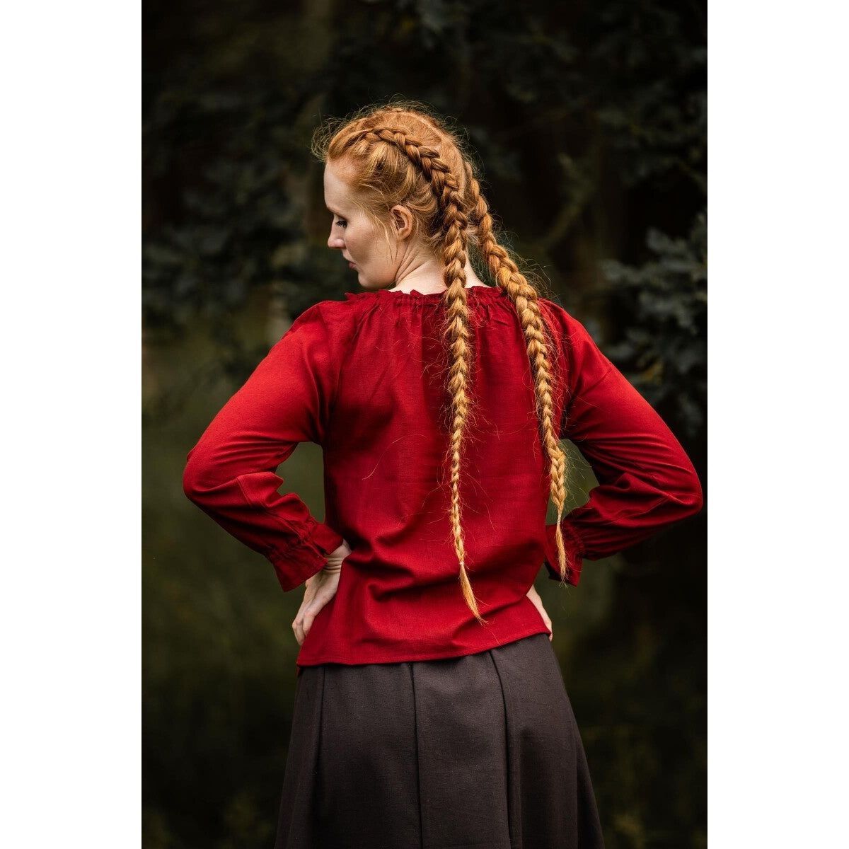 Produktbild Mittelalter Bluse mit Spitze Bettina rot