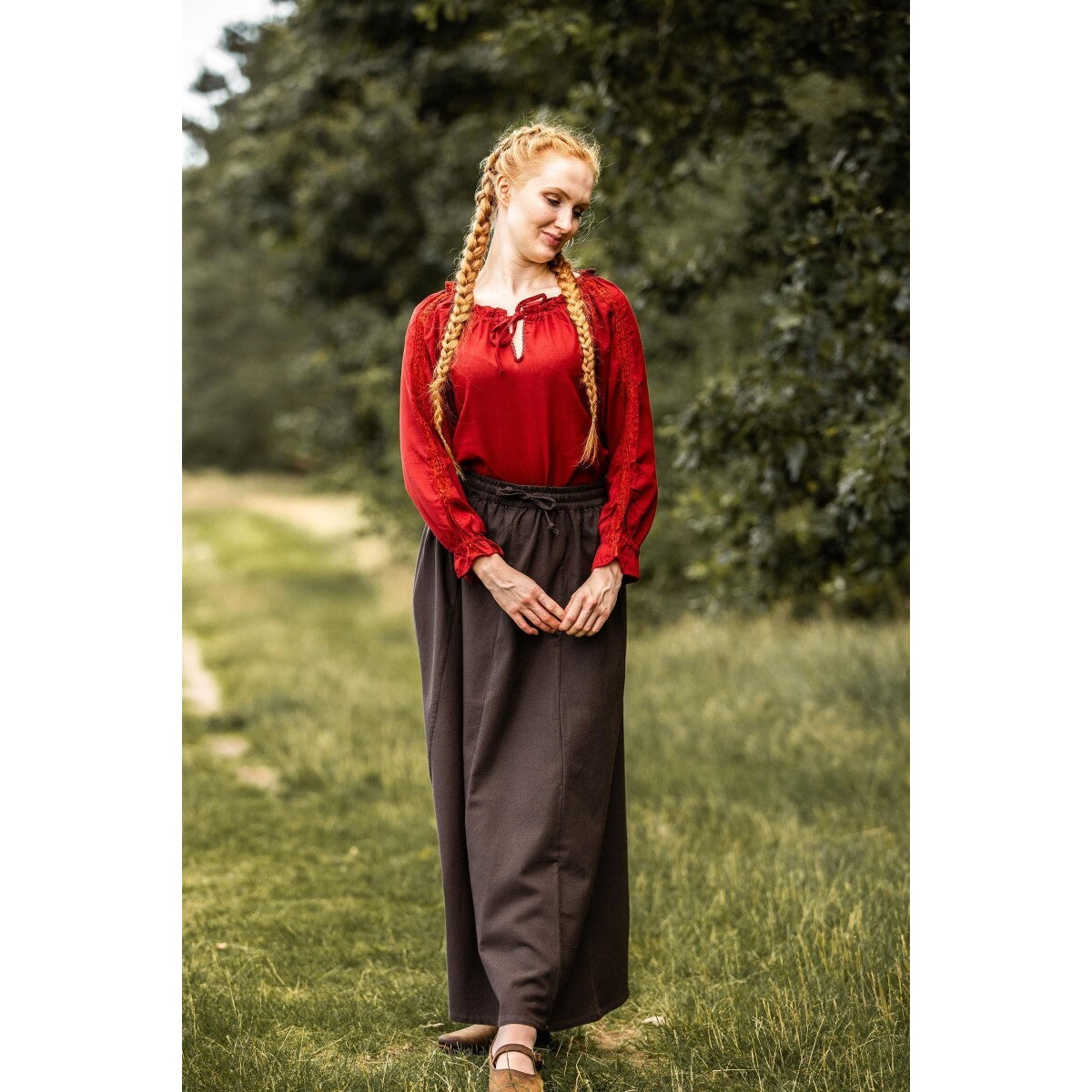 Produktbild Mittelalter Bluse mit Spitze Bettina rot