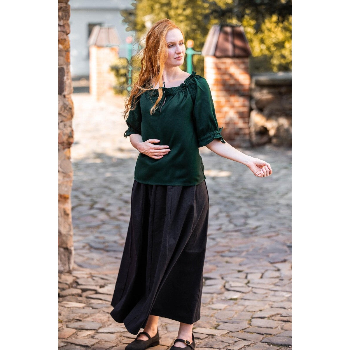 Produktbild Mittelalter Bluse Kurzarm Vera grün