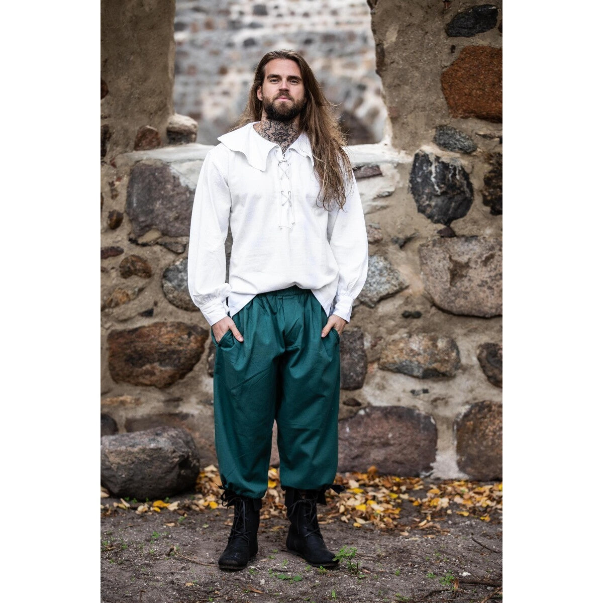 Produktbild Mittelalter Rundkragenhemd Athos weiß