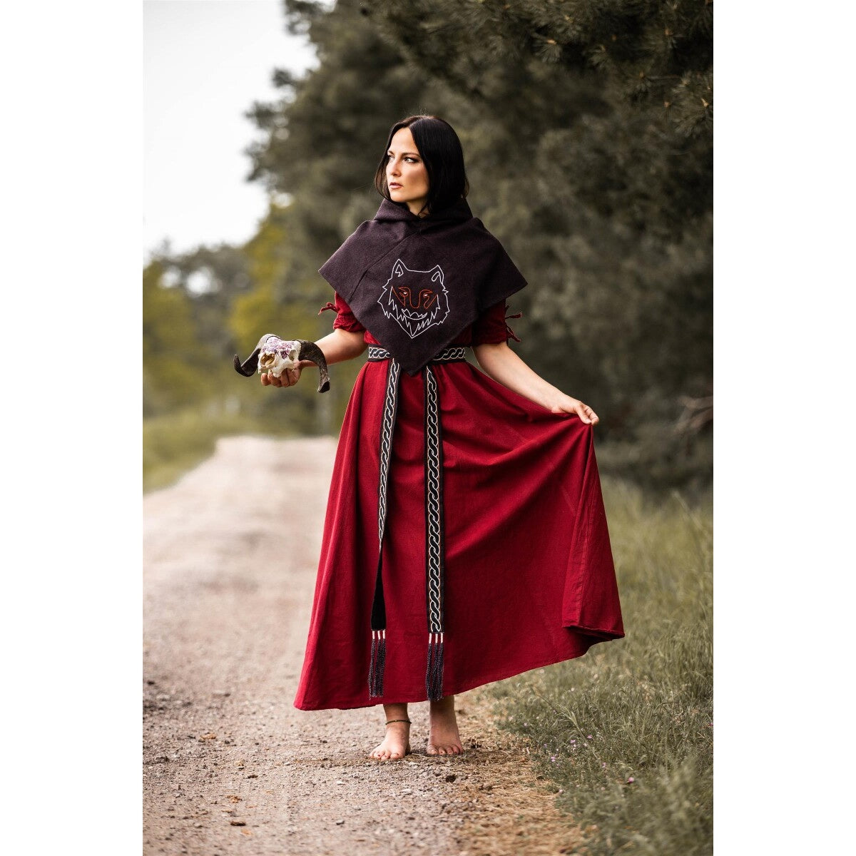 Product image Medieval Gugel Tyr with Wolf Embroidery brown