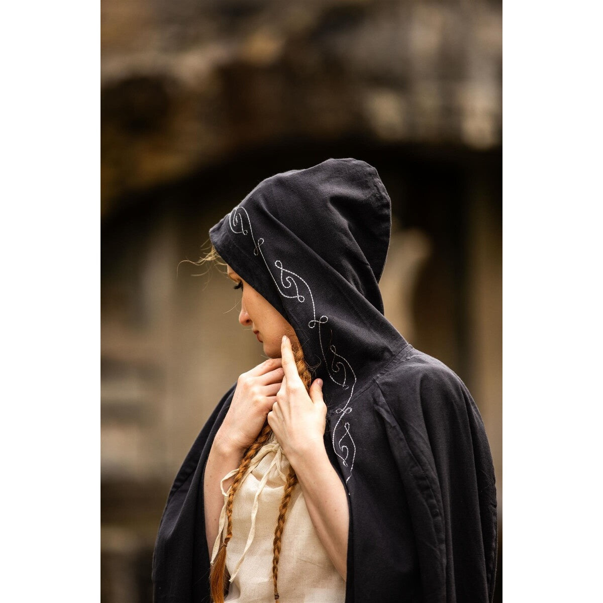 Product image Medieval Cloak with Embroidery Erna black