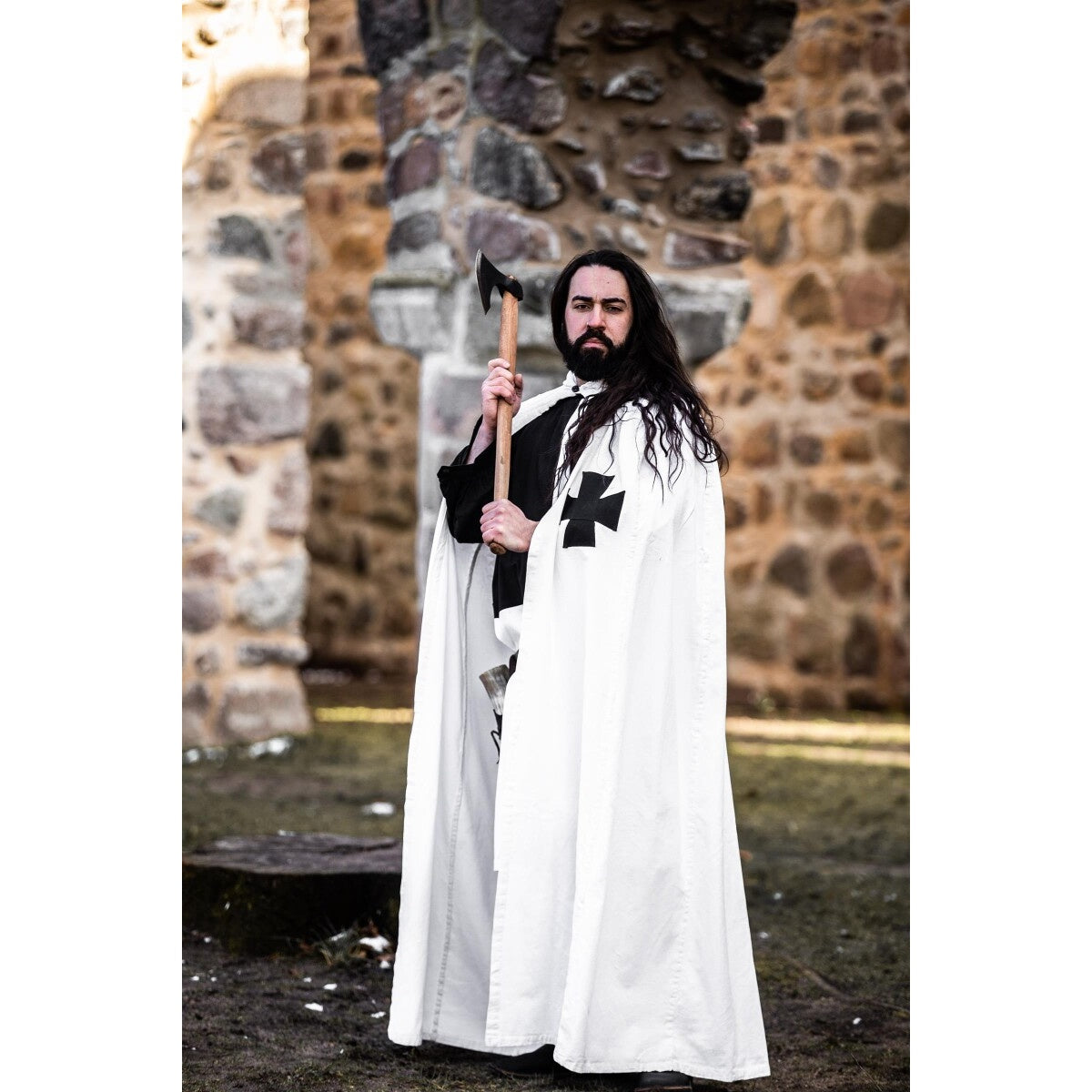 Product image Medieval Templar Knight Cloak Baldwin white-black