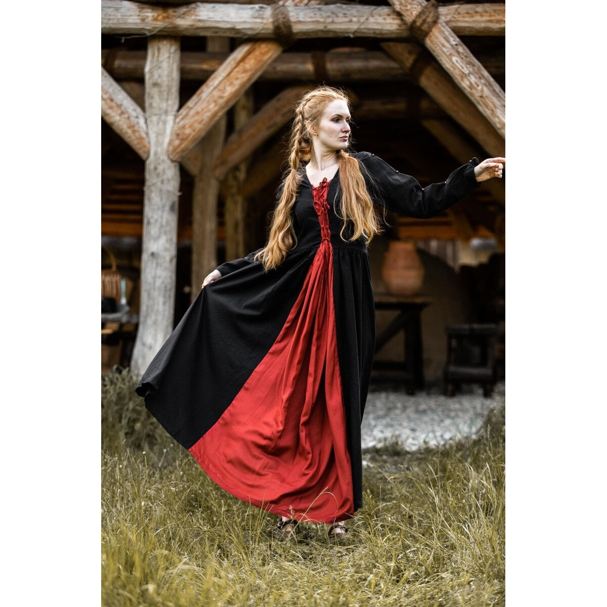 Produktbild Mittelalter Kleid Medusa schwarz-rot