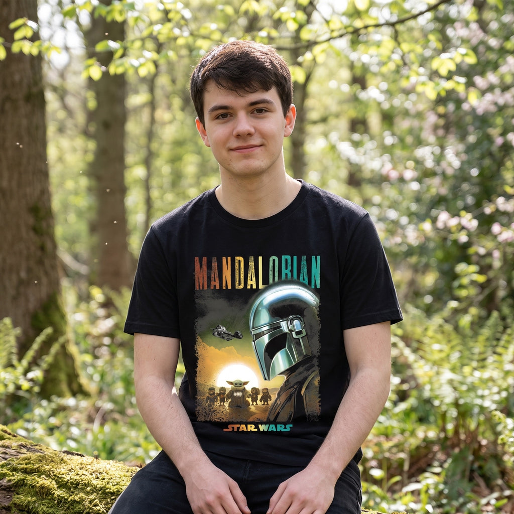 Product image Mando and Grogu Poster T-Shirt Black - Star Wars The Mandalorian