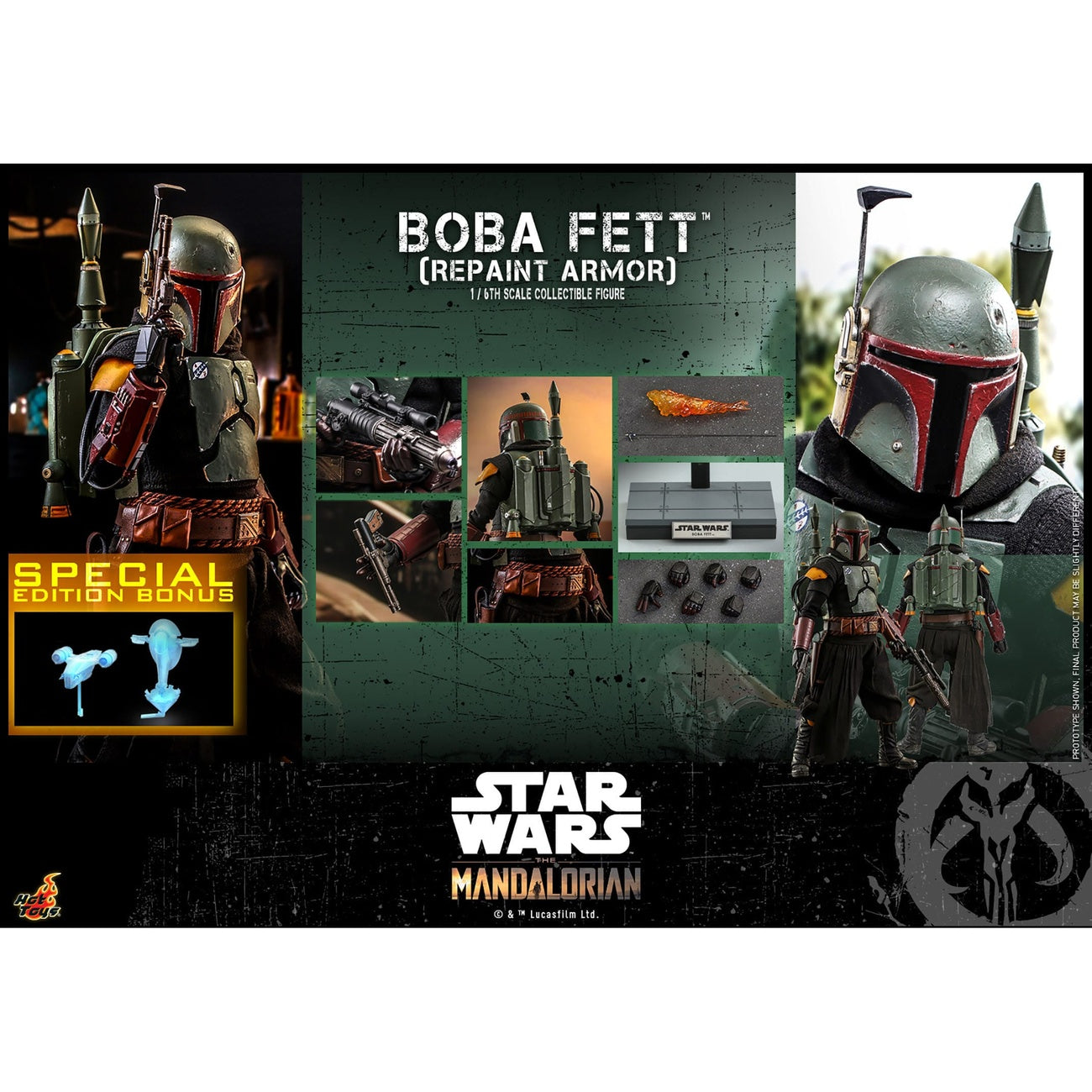 Produktbild Star Wars: The Mandalorian - Boba Fett Actionfigur 1:6 Repaint Armor Special Edition