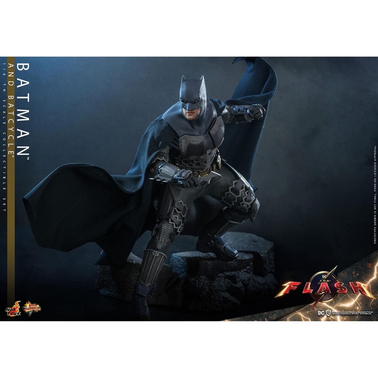 Produktbild The Flash Movie Masterpiece Actionfigur mit Fahrzeug 1/6 Batman & Batcycle Set 30 cm