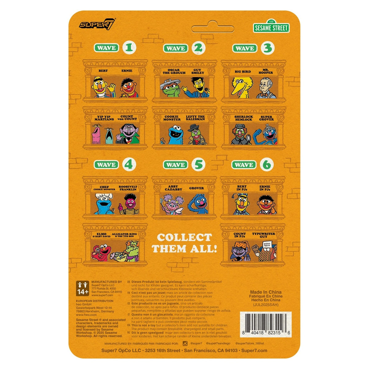 Produktbild Sesamstraße ReAction Actionfigur Wave 06 Bert (PJ) 10 cm