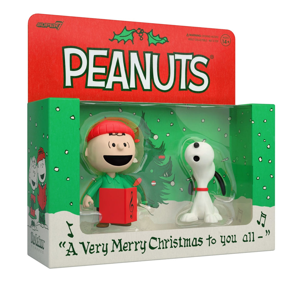 Produktbild Peanuts ReAction Actionfiguren 2er-Pack Charlie Brown and Snoopy (Caroling) 10 cm