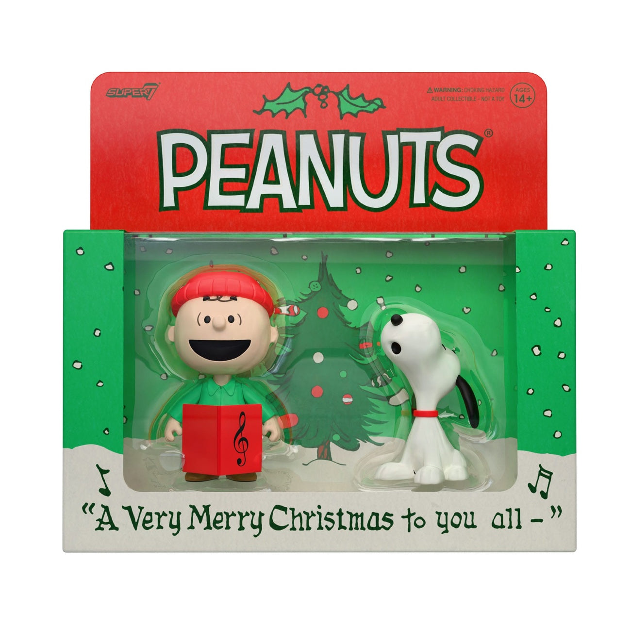Produktbild Peanuts ReAction Actionfiguren 2er-Pack Charlie Brown and Snoopy (Caroling) 10 cm
