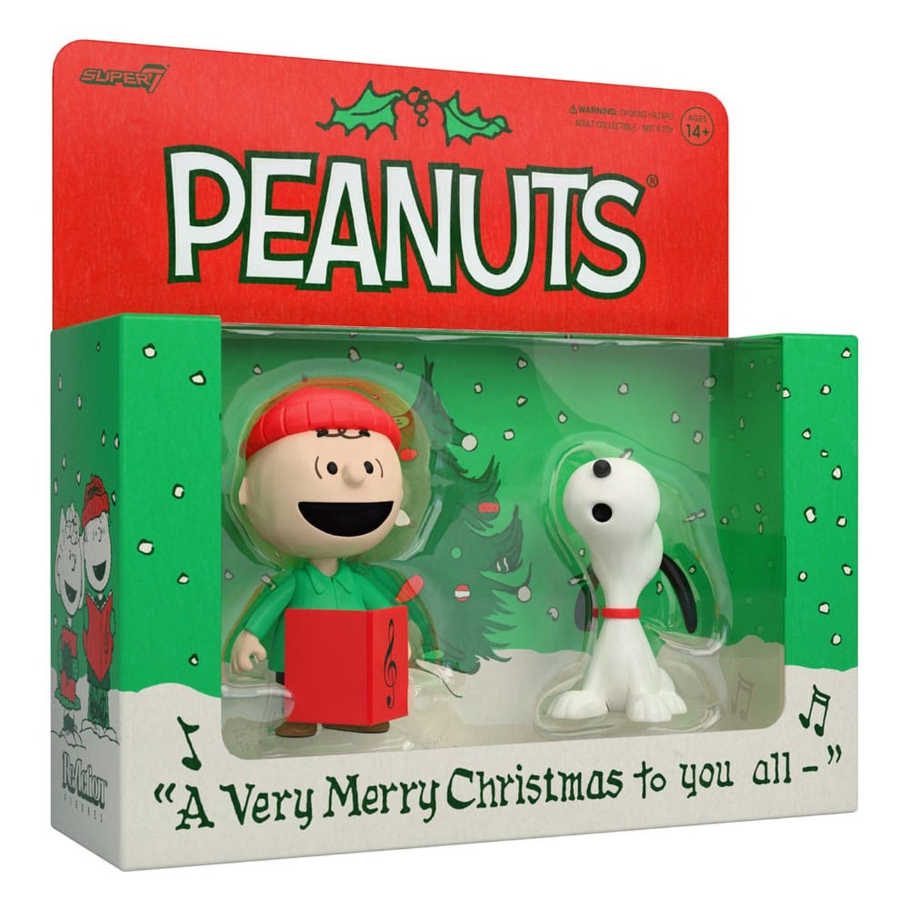 Produktbild Peanuts ReAction Actionfiguren 2er-Pack Charlie Brown and Snoopy (Caroling) 10 cm
