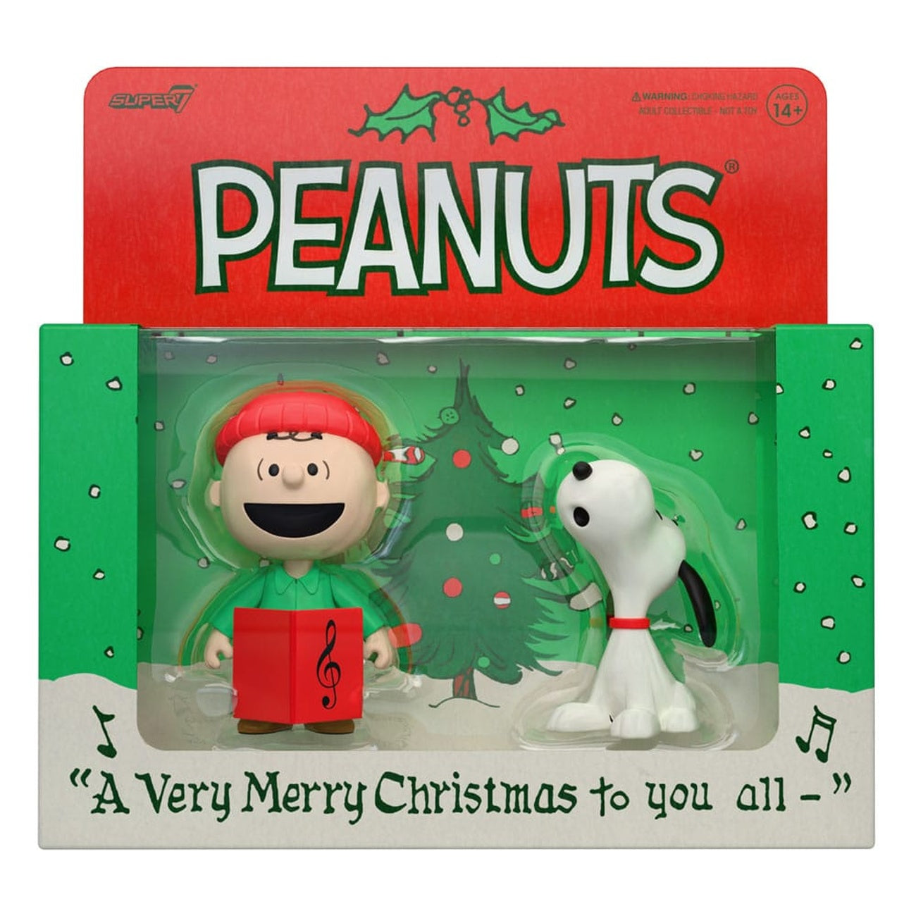Produktbild Peanuts ReAction Actionfiguren 2er-Pack Charlie Brown and Snoopy (Caroling) 10 cm