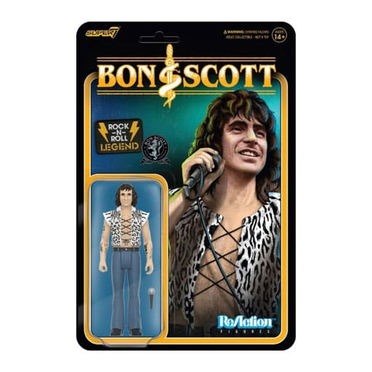 Produktbild Bon Scott ReAction Actionfigur Wave 02 Bon Scott (Leopard Print) 10 cm