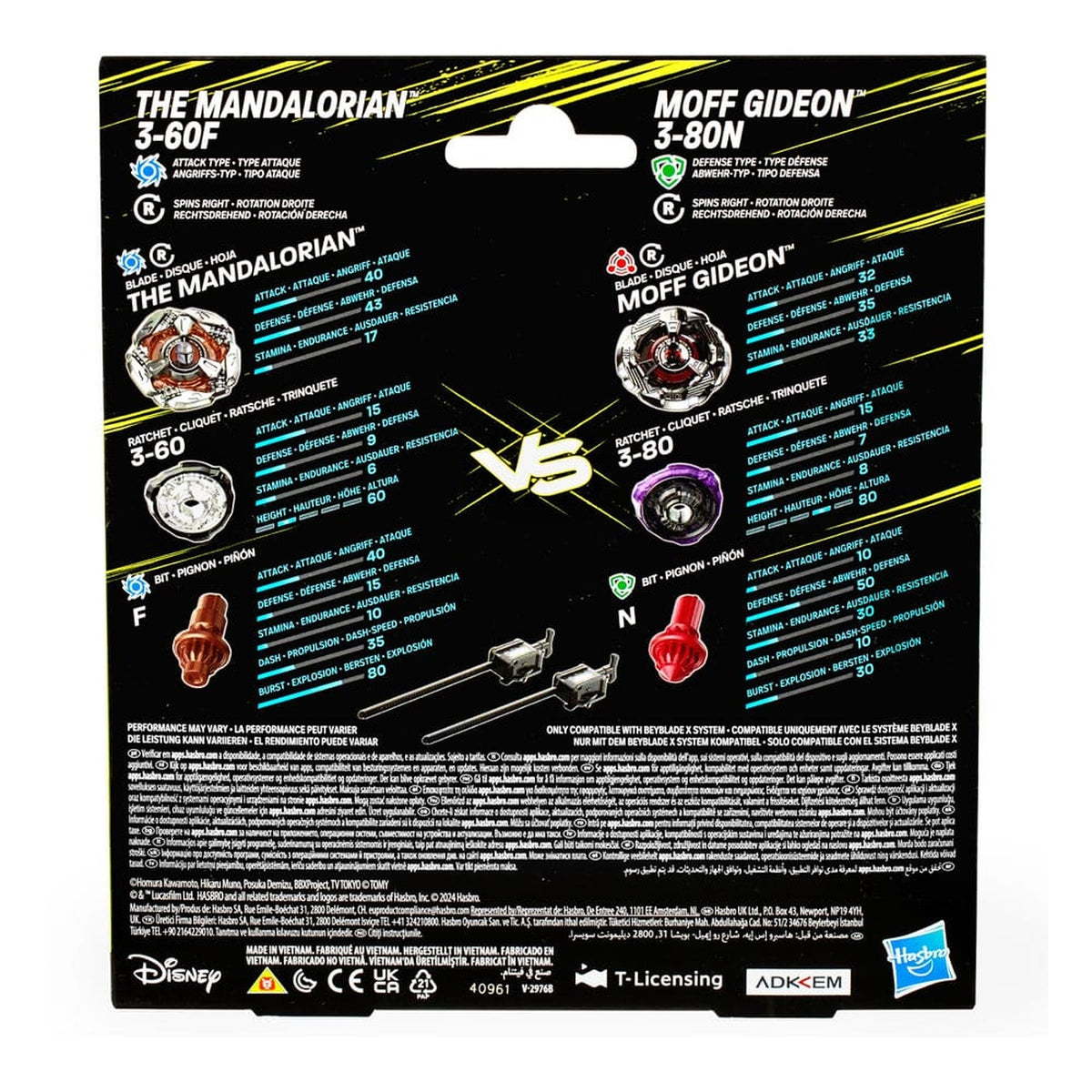 Produktbild Beyblade X und Star Wars Collab The Mandalorian 3-60F vs. Moff Gideon 3-80N