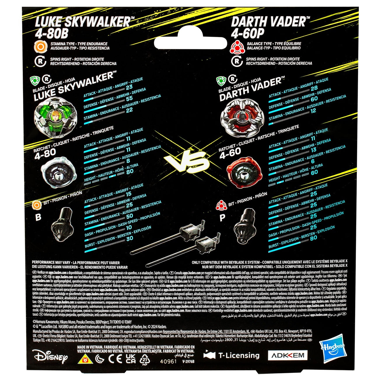 Produktbild Beyblade X und Star Wars Collab Luke Skywalker 4-80B vs. Darth Vader 4-60B