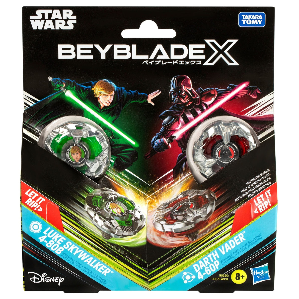 Produktbild Beyblade X und Star Wars Collab Luke Skywalker 4-80B vs. Darth Vader 4-60B