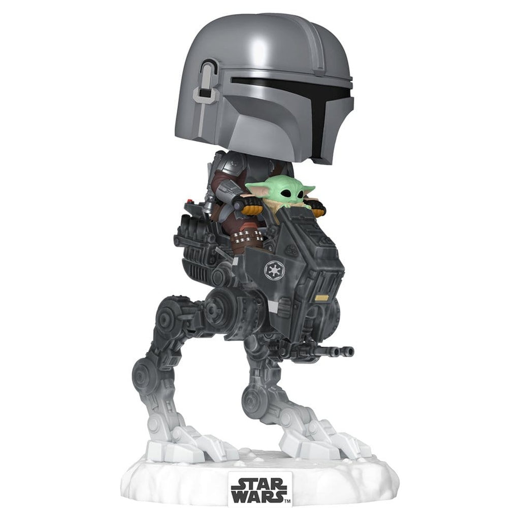 Produktbild Star Wars: The Mandalorian and Grogu POP! Rides Deluxe Vinyl Wackelkopf-Figur The Mandalorian with Grogu in Imperial Remnant AT-RT 9 cm