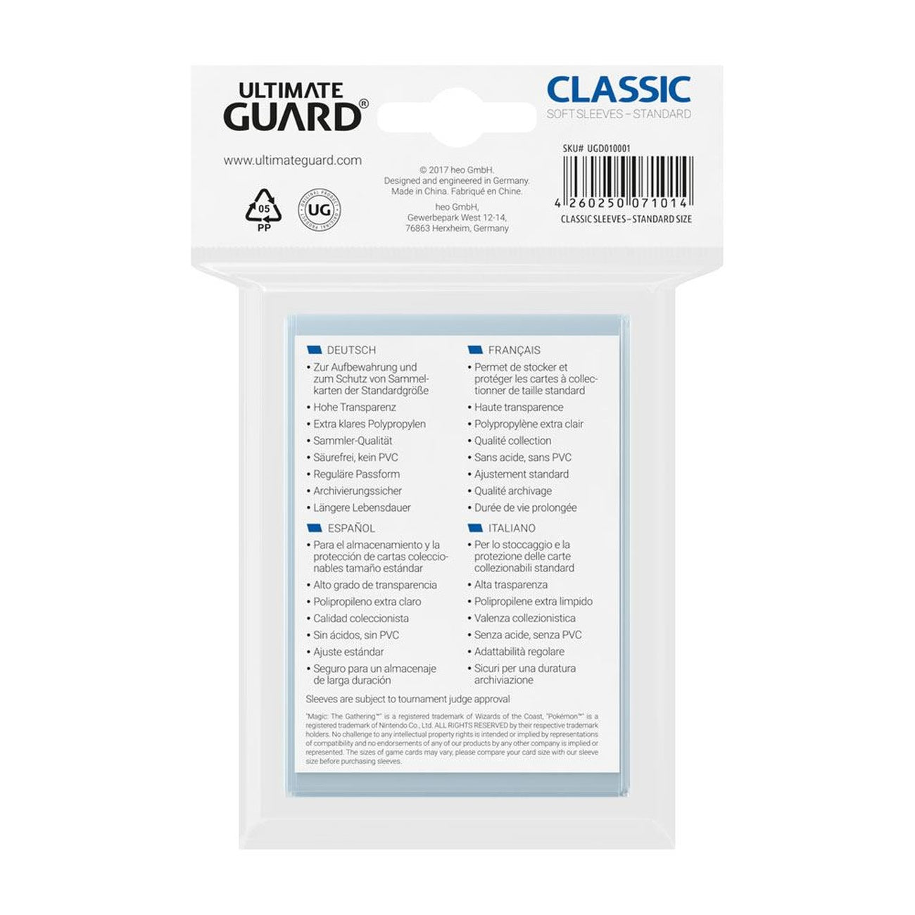 Produktbild Ultimate Guard Classic Sleeves Standard Size (100)