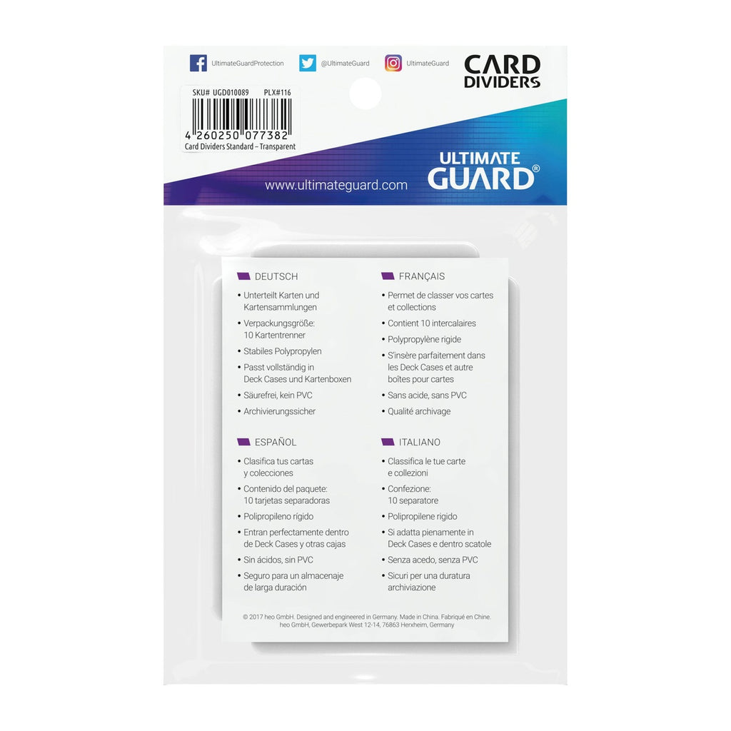 Produktbild Ultimate Guard Card Dividers Standard Size (10) - Transparent