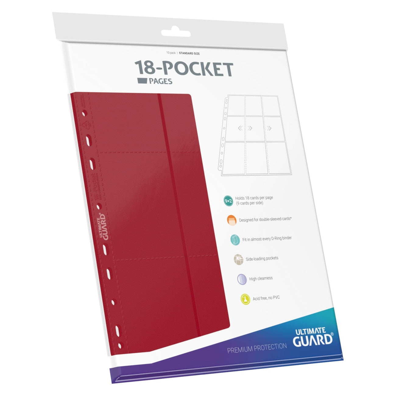 Produktbild Ultimate Guard 18-Pocket Pages Side-Loading (10) - Red