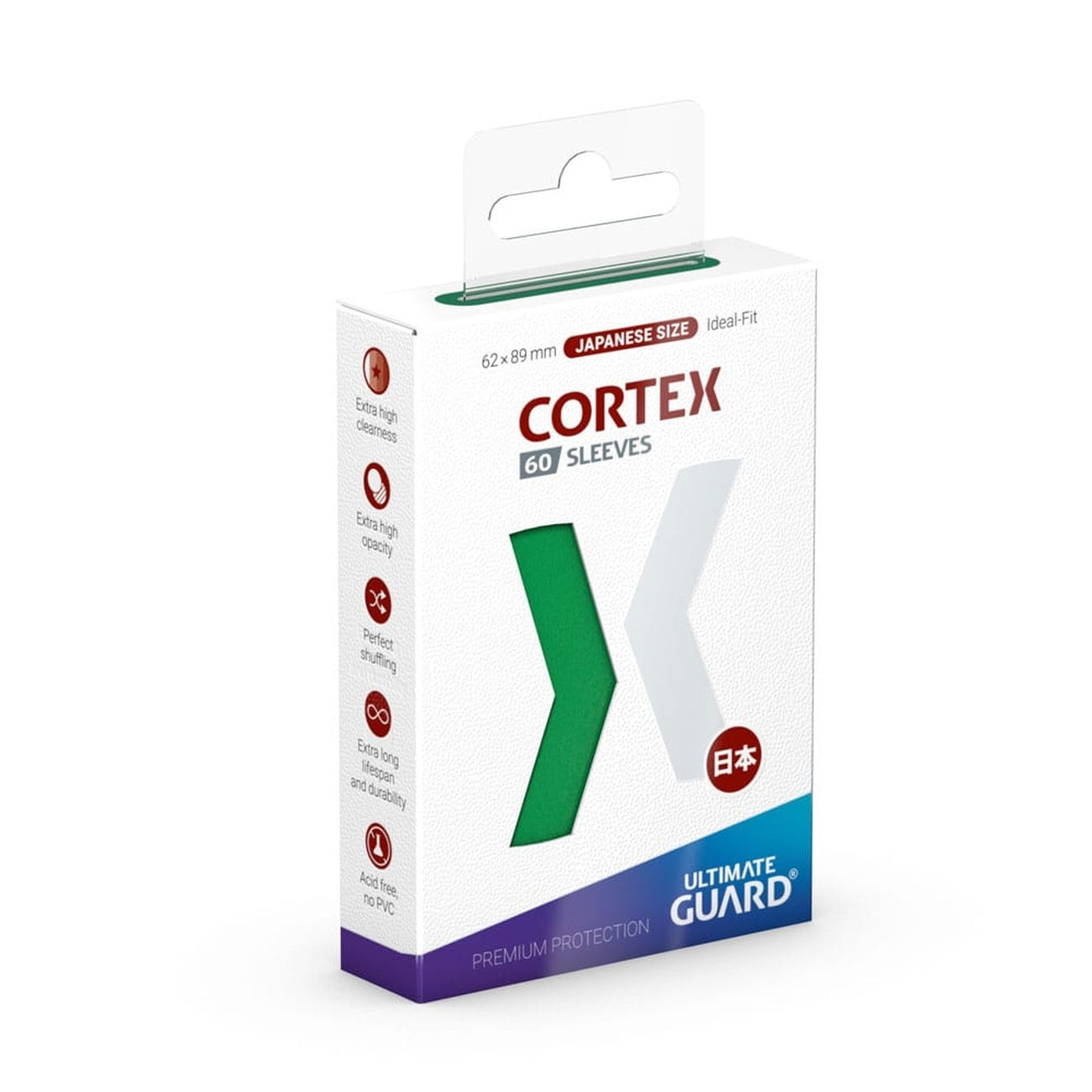 Produktbild Ultimate Guard Cortex Sleeves Japanese Size (60) - Green