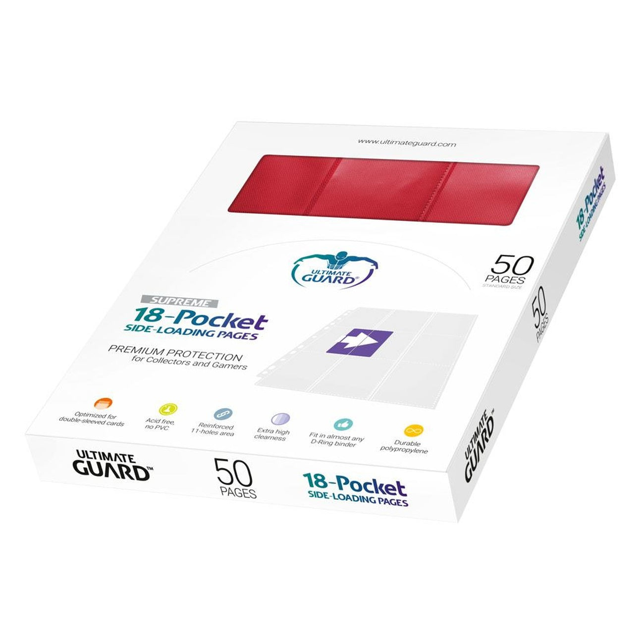 Produktbild Ultimate Guard 18-Pocket Pages Side-Loading (50) - Red