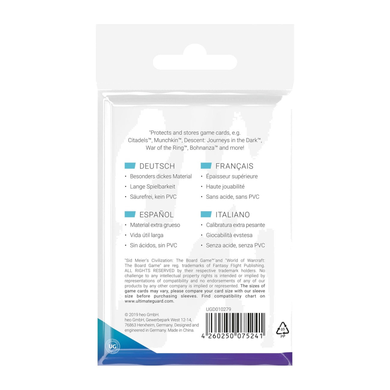 Produktbild Ultimate Guard Board Game Sleeves (60) - Standard American